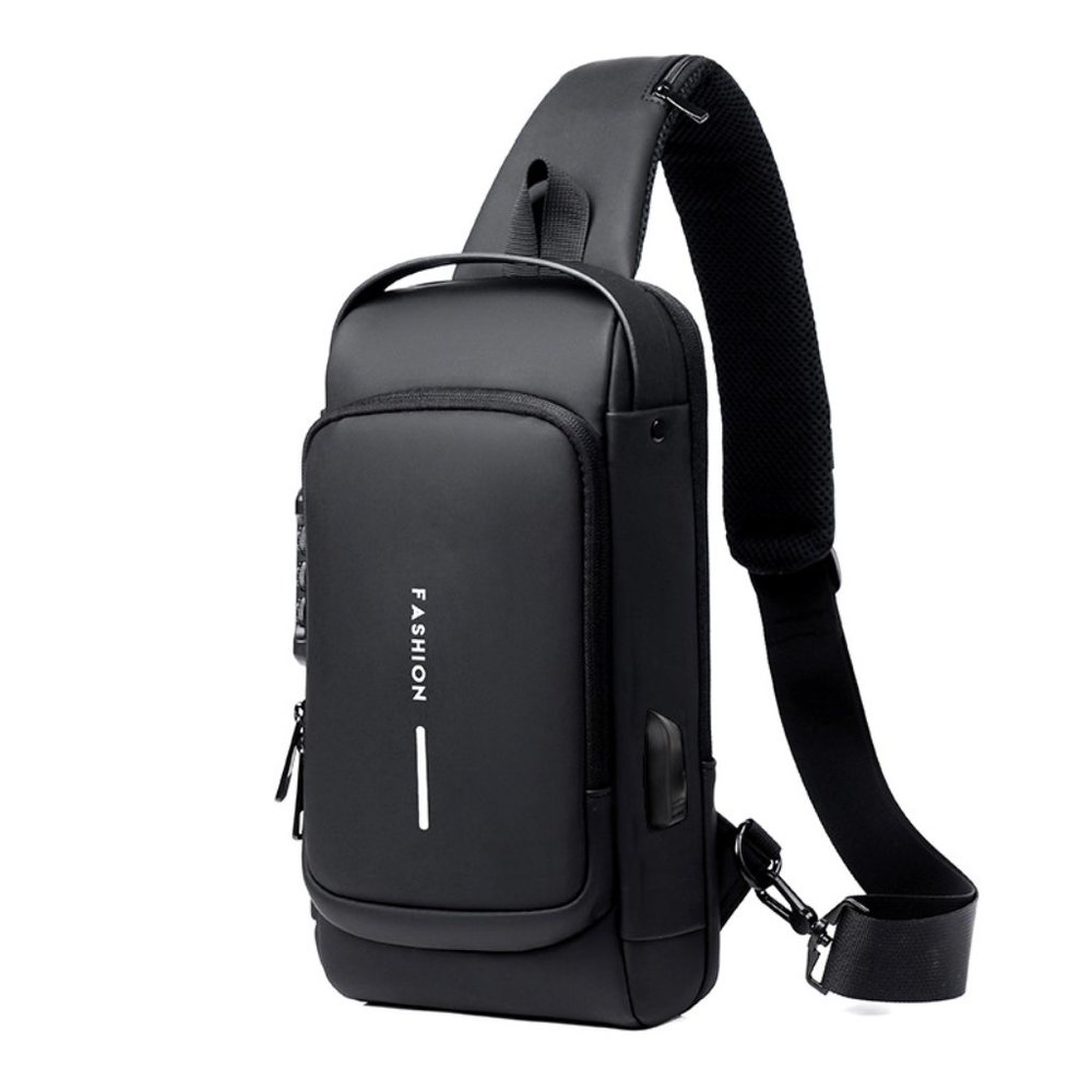 Water Proof Sling Cross Body Bag With Anti Theft Lock and USB Charging